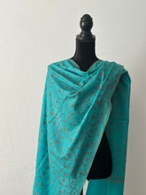 Load image into Gallery viewer, Sozni Embroidered Jali Pashmina Stole (100% Fine Wool) - embroidered Kashmiri Shawl, all over embroidery