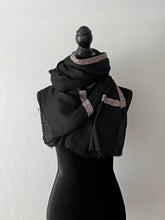 Load image into Gallery viewer, Kashmiri Pure Pashmina (100% Pure Cashmere), Cashmere scarf, Large Shawl, handmade shawl, Pashmina wrap, black pashmina shawl