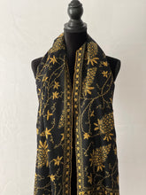Load image into Gallery viewer, Jali Embroidered Pure Pashmina (100% Cashmere) - Extra Large Hand Woven and embroidered Kashmiri Shawl, all over embroidery, black shawl