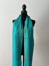 Load image into Gallery viewer, Sozni Embroidered Jali Pashmina Stole (100% Fine Wool) - embroidered Kashmiri Shawl, all over embroidery