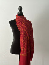 Load image into Gallery viewer, Sozni Embroidered Jali Pashmina Stole (100% Fine Wool) - embroidered Kashmiri Shawl, all over embroidery
