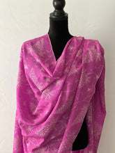 Load image into Gallery viewer, Jali Embroidered Pure Pashmina (100% Cashmere) - Extra Large Hand Woven and embroidered Kashmiri Shawl, all over embroidery, pink shawl