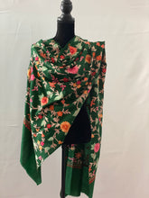 Load image into Gallery viewer, Green Kashmiri Aari Pashmina Shawl, Stole, Scarf 100% Wool - Shafis by Gazala
