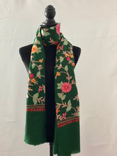 Load image into Gallery viewer, Green Kashmiri Aari Pashmina Shawl, Stole, Scarf 100% Wool - Shafis by Gazala