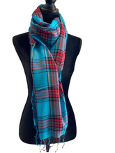 Load image into Gallery viewer, Plaid Blue/Red - 100% Wool Pashmina Wrap, Scarf, Stole, Shawl for Women
