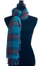 Load image into Gallery viewer, Plaid Blue/Red - 100% Wool Pashmina Wrap, Scarf, Stole, Shawl for Women