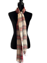 Load image into Gallery viewer, Plaid White/Red - 100% Wool Pashmina Wrap, Scarf, Stole, Shawl for Women