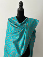 Load image into Gallery viewer, Sozni Embroidered Jali Pashmina Stole (100% Fine Wool) - embroidered Kashmiri Shawl, all over embroidery