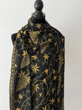 Load image into Gallery viewer, Jali Embroidered Pure Pashmina (100% Cashmere) - Extra Large Hand Woven and embroidered Kashmiri Shawl, all over embroidery, black shawl