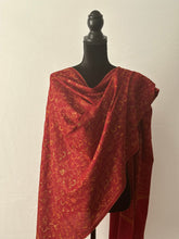Load image into Gallery viewer, Sozni Embroidered Jali Pashmina Stole (100% Fine Wool) - embroidered Kashmiri Shawl, all over embroidery