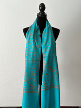 Load image into Gallery viewer, Sozni Embroidered Jali Pashmina Stole (100% Fine Wool) - embroidered Kashmiri Shawl, all over embroidery