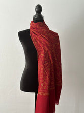 Load image into Gallery viewer, Sozni Embroidered Jali Pashmina Stole (100% Fine Wool) - embroidered Kashmiri Shawl, all over embroidery
