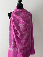 Load image into Gallery viewer, Jali Embroidered Pure Pashmina (100% Cashmere) - Extra Large Hand Woven and embroidered Kashmiri Shawl, all over embroidery, pink shawl

