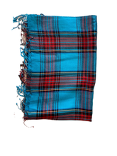 Load image into Gallery viewer, Plaid Blue/Red - 100% Wool Pashmina Wrap, Scarf, Stole, Shawl for Women
