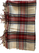 Load image into Gallery viewer, Plaid White/Red - 100% Wool Pashmina Wrap, Scarf, Stole, Shawl for Women
