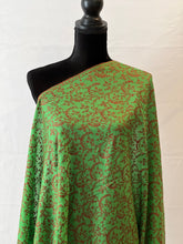 Load image into Gallery viewer, Jali Embroidered Pure Pashmina (100% Cashmere) - Extra Large Hand Woven and embroidered Kashmiri Shawl, all over embroidery, green shawl
